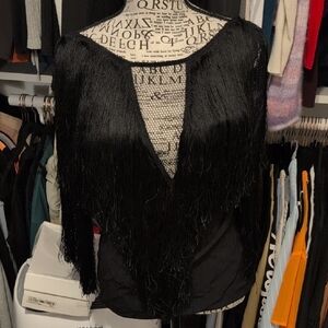 Alexis Black Fringe Detail Top